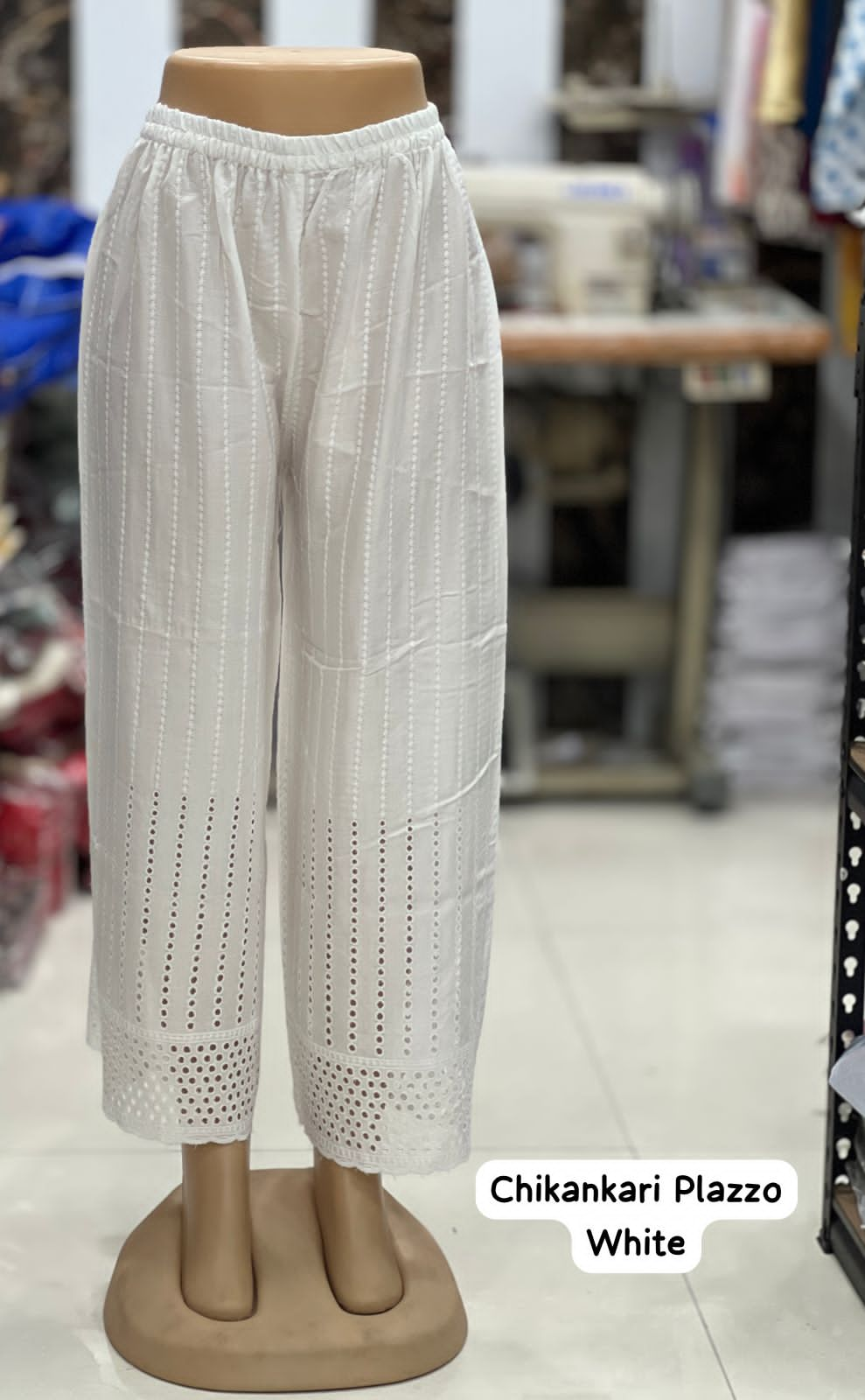 MB Mamaji Chikankari Work Loose Fit Palazzo Wholesale Shop In Surat 
